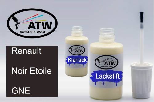 Renault, Noir Etoile, GNE: 20ml Lackstift + 20ml Klarlack - Set, von ATW Autoteile West.